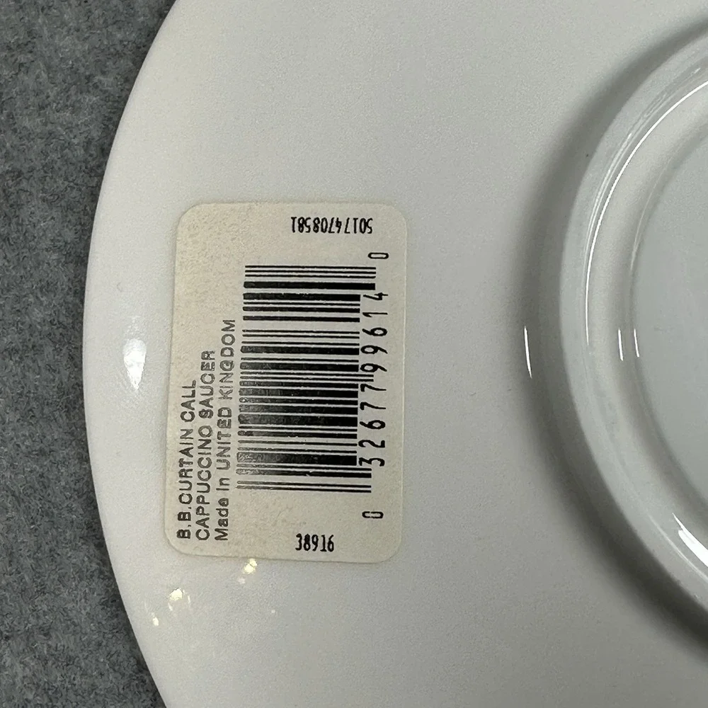 Wedgwood Barbara Barry Curtain Call Black Gold Cappuccino Saucers 6.5 in Set 4